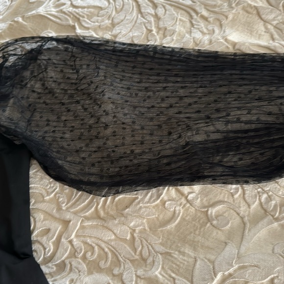 NWOT- Dressy Black bodysuit- sheer sleeves - Picture 4 of 5